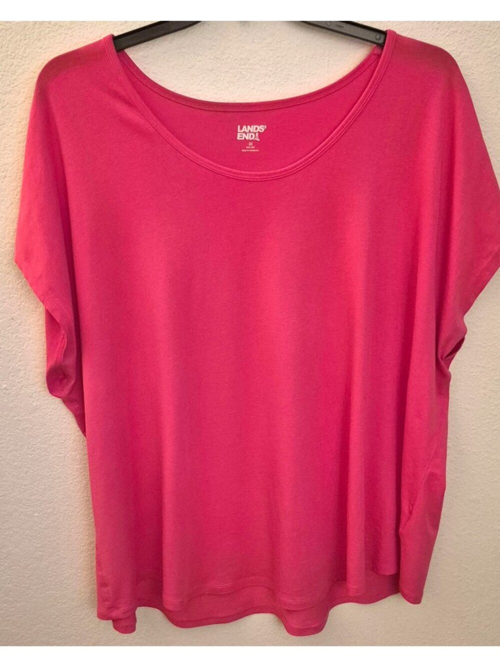 Lands' End Pink Boxy Cotton/Modal Blend Cap Sleeve Pullover Top Size 24w/26w EUC